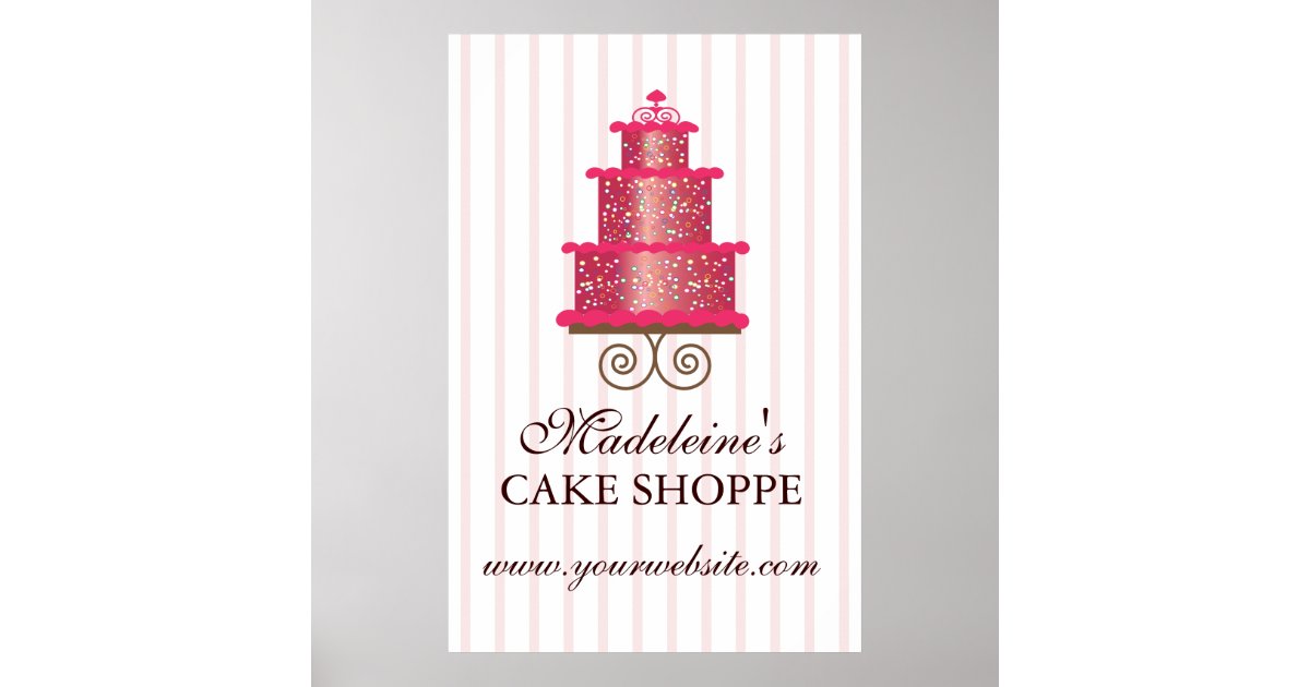 Elegant Cake Custom Bakery Business Poster | Zazzle.com