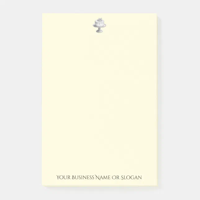 Elegant Cake Drawing Bakery Business Soft Yellow Post-it Notes | Zazzle