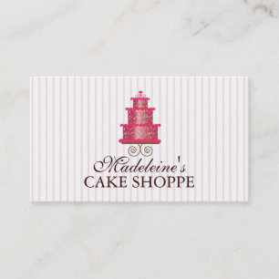 Elegant Cake in Pink Custom Bakery Business Card