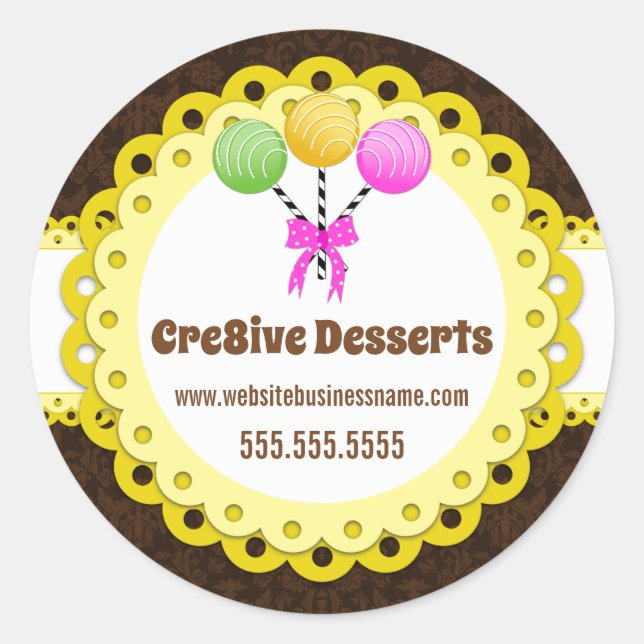 Elegant Cake Pops Bakery Packaging Seals (Front)