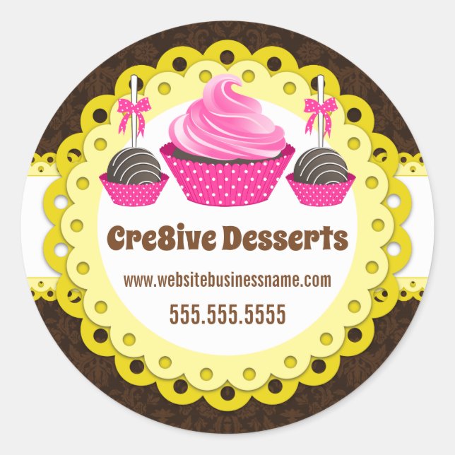 Elegant Cake Pops Cupcake Bakery Packaging Seals (Front)