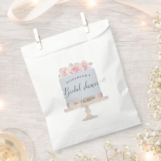 elegant cake script font monogram bridal shower favor bag (Clipped)