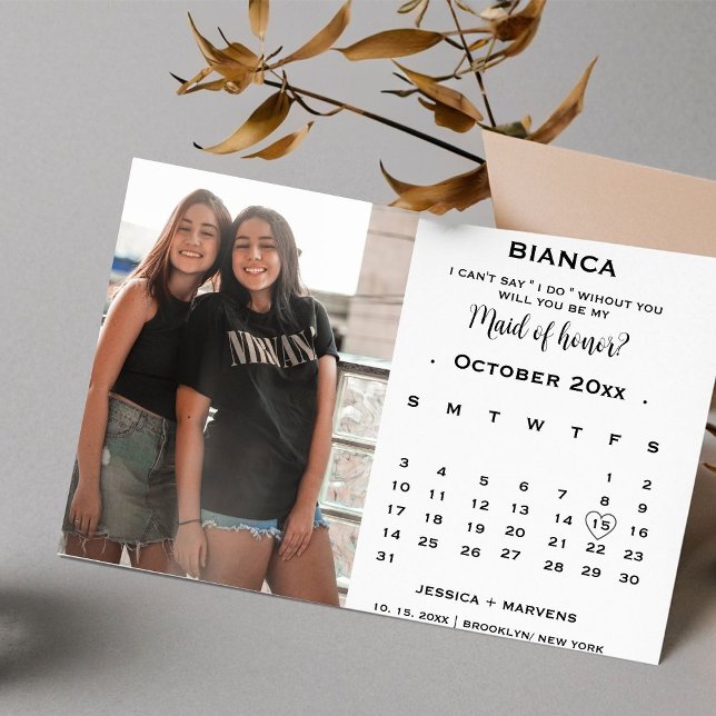 Elegant calendar maid of honor proposal   invitation (Creator Uploaded)