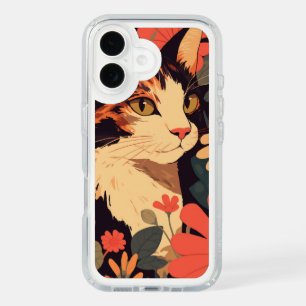 Elegant Calico Cat in Floral Garden Speck iPhone 16 Case