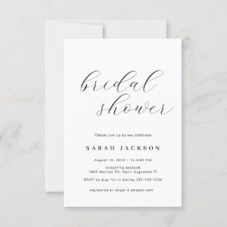Elegant Caligraphy Bridal Shower Invitation