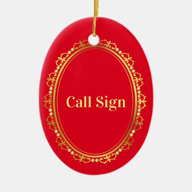 Elegant Call Sign Christmas Ornament (Front)