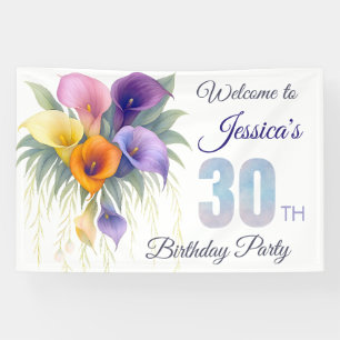 Elegant Calla Lily 30th Birthday Milestone Banner
