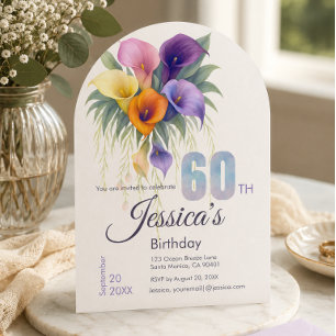 Elegant Calla Lily 60th Birthday Milestone Invitation