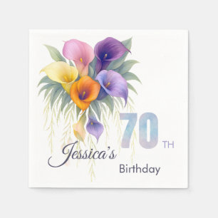 Elegant Calla Lily 70th Birthday Milestone Napkins