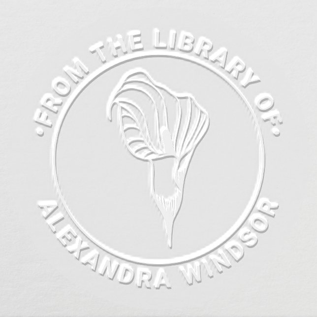 Elegant Calla Lily Bloom Library Book Name Embosser (Design)