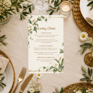 Elegant Calla Lily Botanical Wedding Enclosure Card