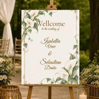 Elegant Calla Lily Botanical Wedding Foam Board