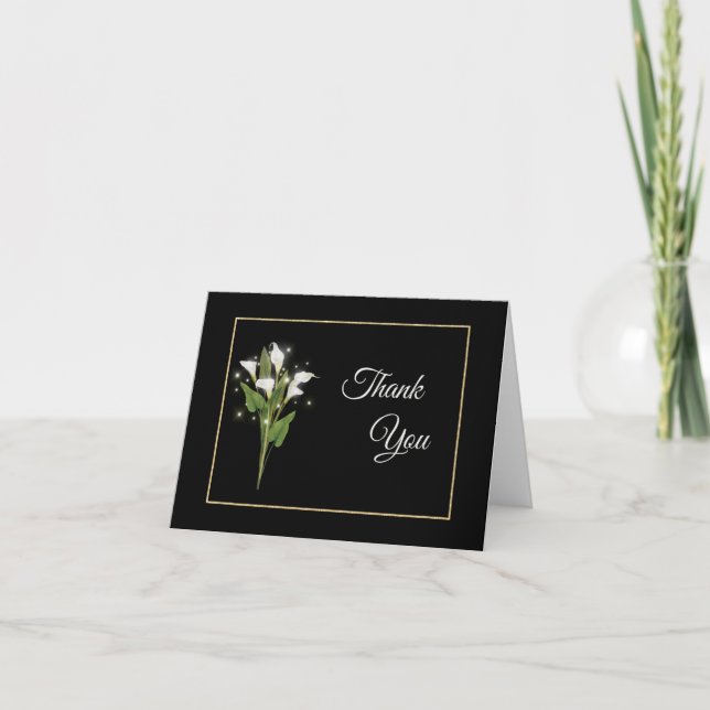 Elegant Calla Lily Folded Thank You Card (Front)