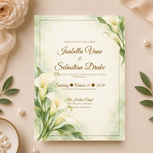 Elegant Calla Lily Greenery Wedding Invitation
