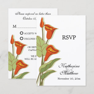 Elegant Calla Lily in Orange RSVP Cards