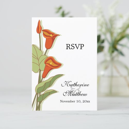 Elegant Calla Lily in Orange RSVP Cards