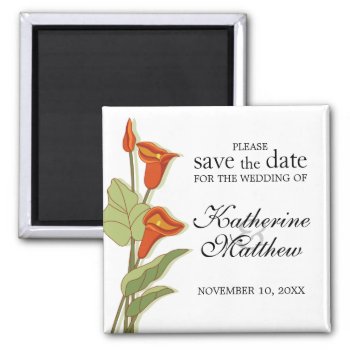 Elegant Calla Lily In Orange Save The Date Magnet by SocialiteDesigns at Zazzle