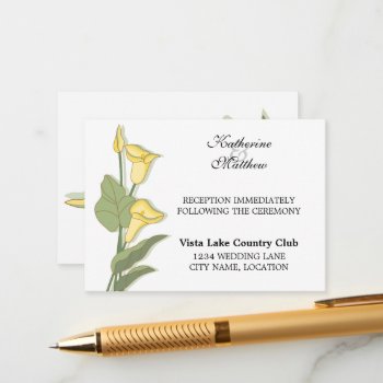 Elegant Calla Lily In Yellow Reception Cards by SocialiteDesigns at Zazzle