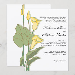 Elegant Calla Lily in Yellow Wedding Invitation