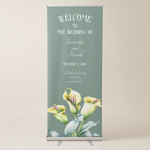 Elegant Calla Lily on light green Wedding Retractable Banner