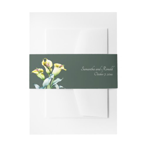 Elegant Calla Lily Personalized Wedding Invitation Belly Band