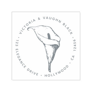 Elegant Calla Lily Return Address Flower Botanical Self-inking Stamp