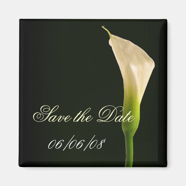 Elegant calla lily save the date magnet (Front)