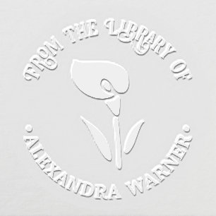 Elegant Calla Lily Silhouette Library Book Name Embosser