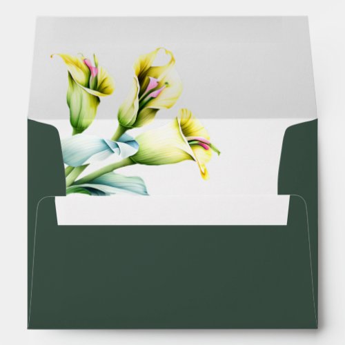 Elegant Calla Lily Wedding Envelope _ olive green
