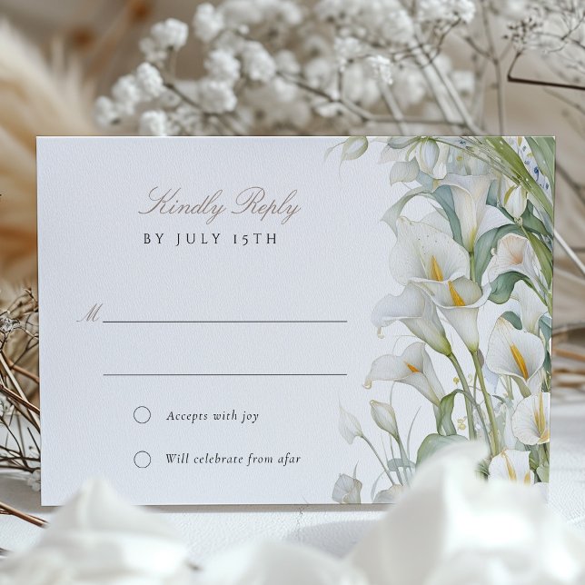 Elegant Calla Lily Wedding RSVP Card Pastel (Creator Uploaded)