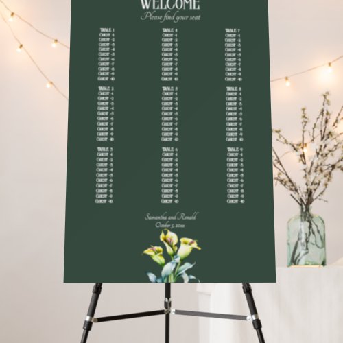 Elegant Calla Lily wedding seating chart Foam Board