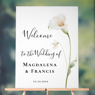 elegant calla lily wedding welcome acrylic sign
