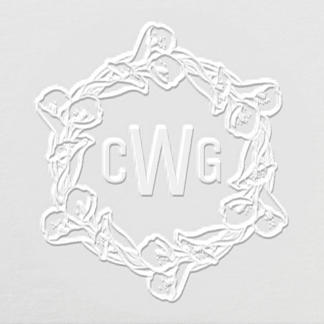 Elegant Calla Lily Wreath 3 Initial Monogram #1 Embosser (Design)