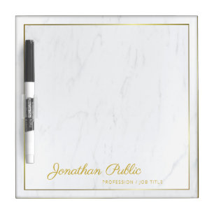Elegant Calligraphed Gold Name Modern Marble Dry Erase Board