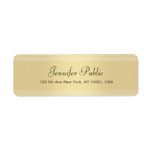 Elegant Calligraphed Script Modern Faux Gold Sleek Label