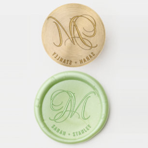 Elegant Calligraphic Custom Monogram Wedding Wax Seal Stamp