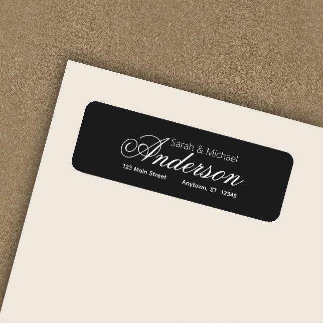 Elegant Calligraphic Script Black Return Address Label (Creator Uploaded)