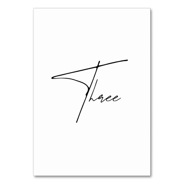Elegant Calligraphic Wedding Table 3 table Number (Front)