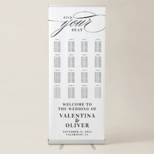 Elegant Calligraphy 16 Table Seating Chart Retractable Banner