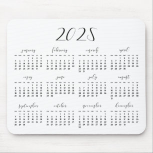Elegant calligraphy 2025 calendar mouse pad