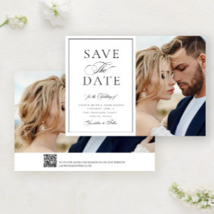 Elegant Calligraphy 2 Photo QR Code Wedding Save The Date