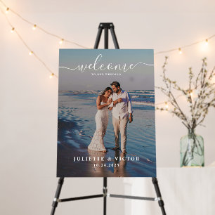 Elegant Calligraphy 2 Photo Wedding Welcome Foam Board