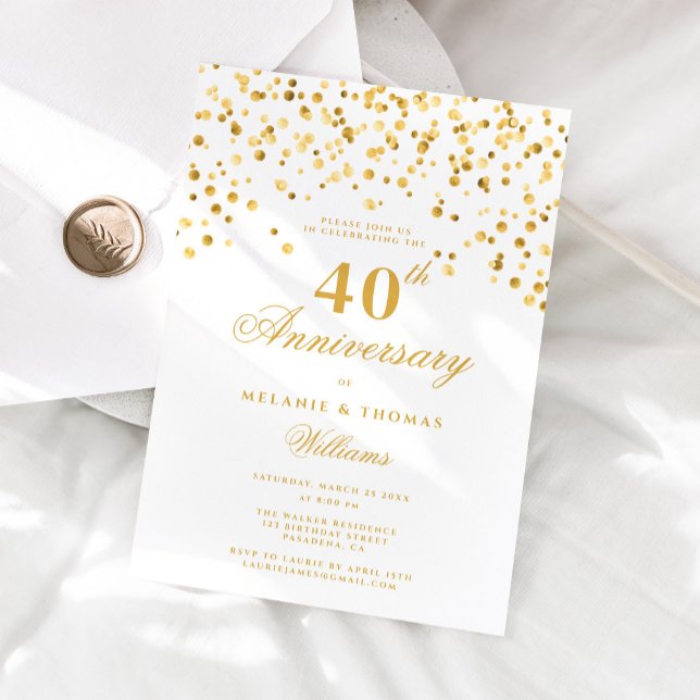 Elegant Calligraphy 40th Wedding Anniversary Invitation (Creator Uploaded)