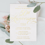 Elegant Calligraphy 50th Anniversary Party Foil Invitation<br><div class="desc">Real gold foil 50th anniversary script and all foil editable text. Customize to gold foil, rose gold or silver foil. Optional photo on the back side. Choose a backer color if desired or upload your own graphic. -- Template Placeholder Photo under creative commons license by Nick Schooler on Flickr Creative...</div>