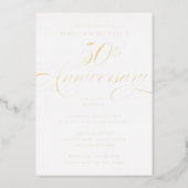 Elegant Calligraphy 50th Anniversary Party Foil Invitation (Front)