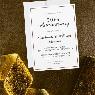 Elegant Calligraphy 50th Wedding Anniversary Invitation