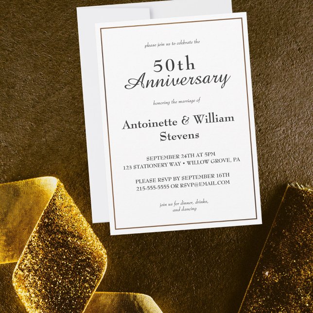 Elegant Calligraphy 50th Wedding Anniversary  Invitation (Creator Uploaded)