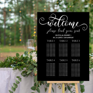 Elegant Calligraphy 6 Table Wedding Seating Chart Foam Board