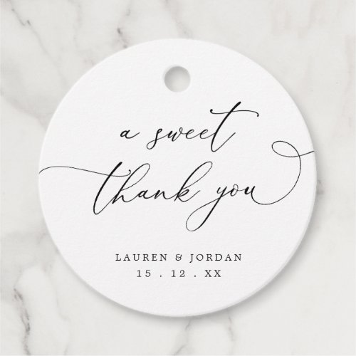 Elegant Calligraphy A Sweet Thank You Wedding Favor Tags