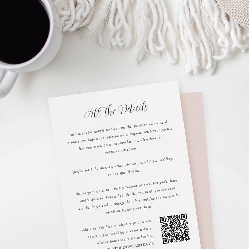 Elegant Calligraphy All in One QR Code Wedding Enclosure Card